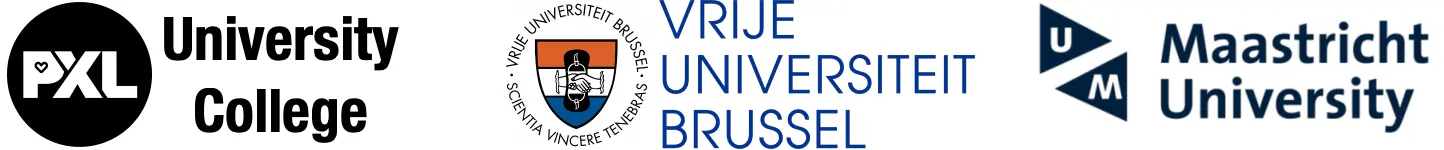 Logo of Maastricht University and Vrije Universiteit Brussel and University-College PXL